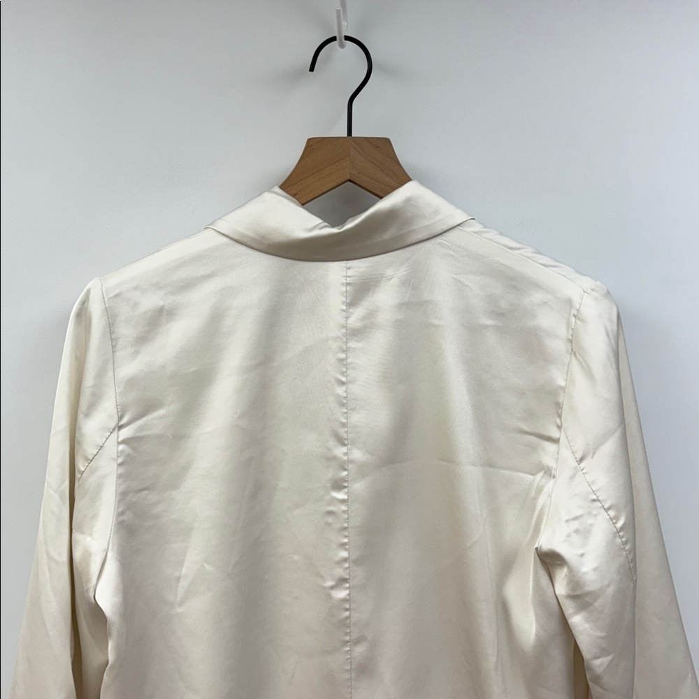 Anthropologie Hutch Satin Double Breasted Blazer Jacket Preppy White Small - Picture 5 of 7